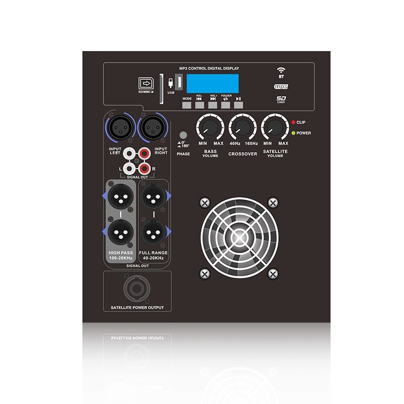 PL28SUB-5-1.1: Full range or High Pass output Modes 1.1 Channel Power Out Line Array Speaker Functional Module