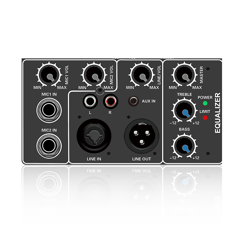 C210: Balanced Combo Jack Line input Treble and Bass EQ Control Electrical Frequency Division Functional Module