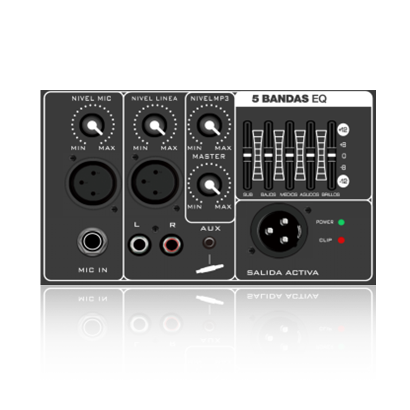 PL79: Balanced output with 5-band Graphic Equalizer Horizontalis Analog Functinal Module pro Class AB Amplifier