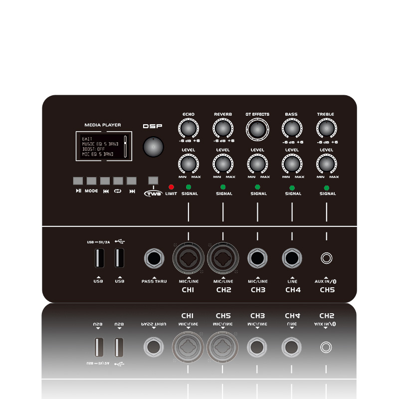 MK12-1.1: Omnes in una Column PA systema cum multi-canali digitali mixer Front Panel Module