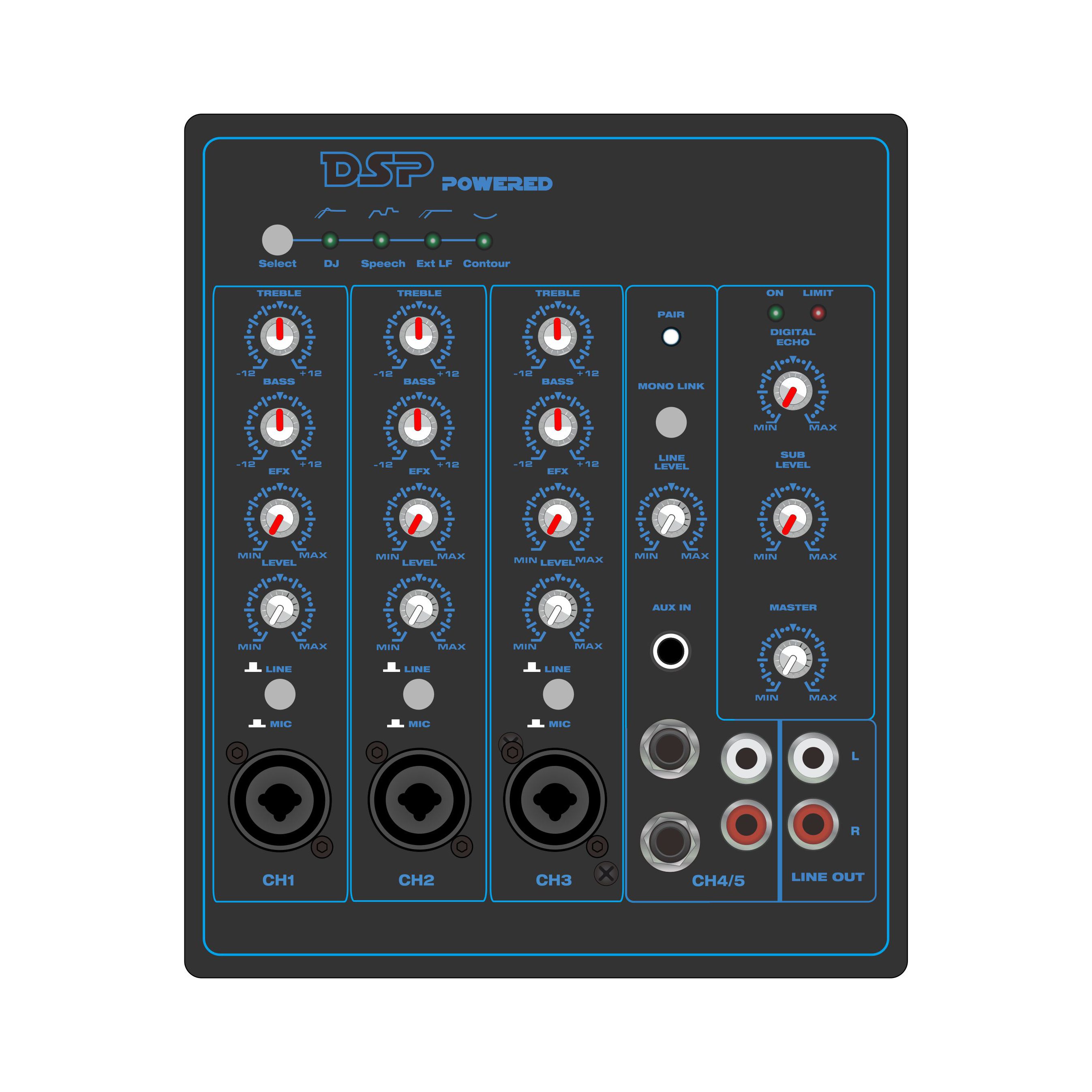 PL82DSP: 5 Channel cum Bluetooth et TWS Intus 2.1CH Linearibus forum Orator ADAU1701 Based DSP Functional Module