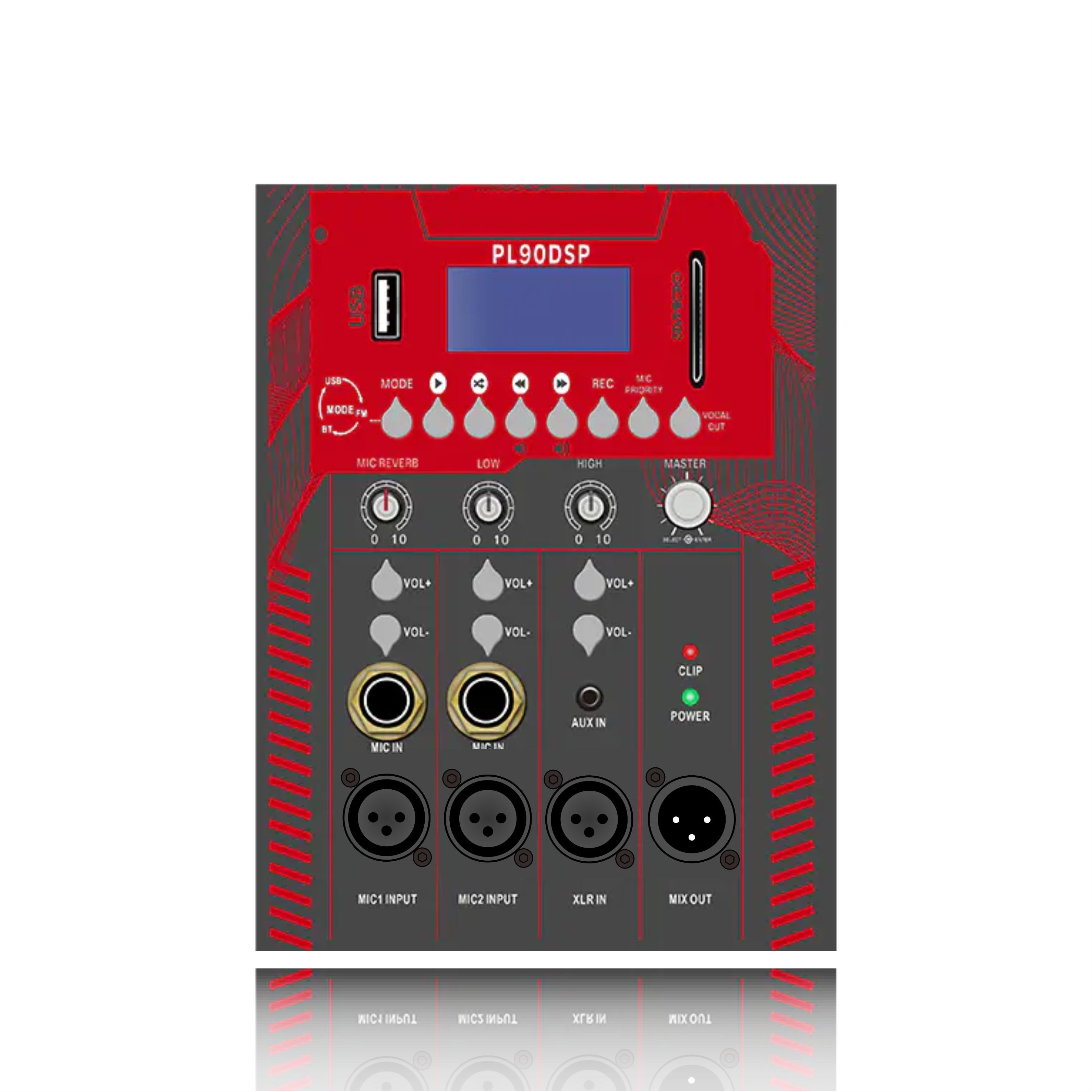 PL90: 2 Channel Mic Input with Mic Reverb Control Electrical Frequency Division Functinal Module
